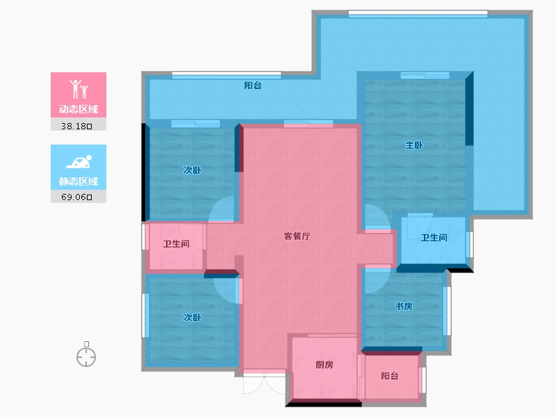 贵州省-贵阳市-利亚奥林花园-94.41-户型库-动静分区