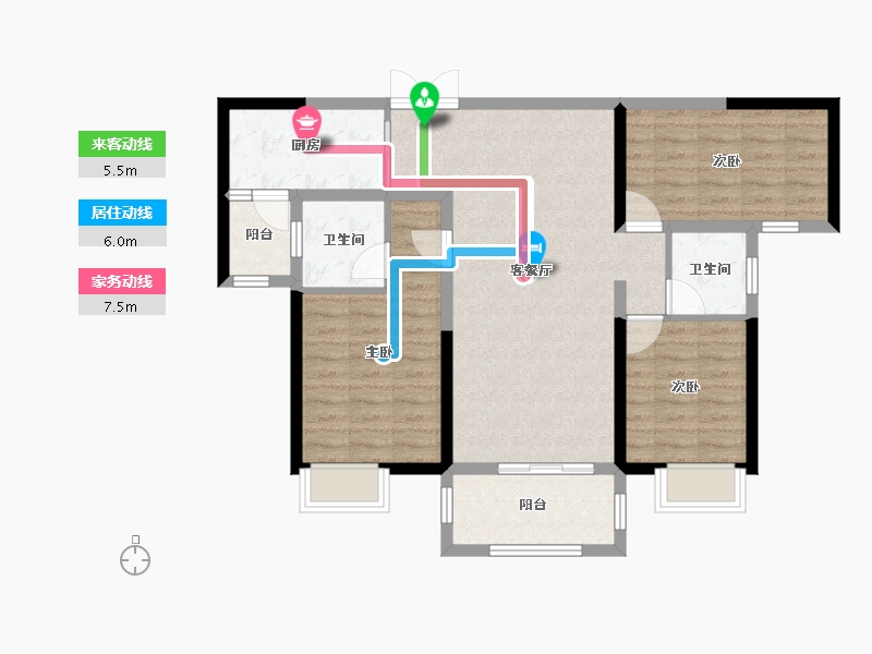 湖南省-长沙市-长房·宁都公馆-87.07-户型库-动静线