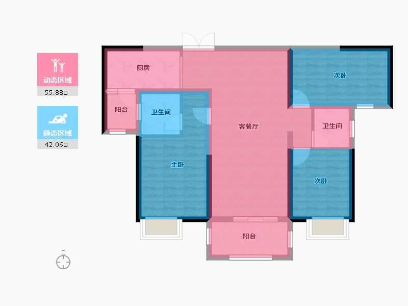 湖南省-长沙市-长房·宁都公馆-87.07-户型库-动静分区