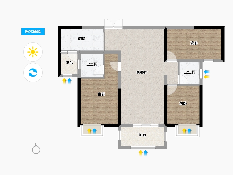 湖南省-长沙市-长房·宁都公馆-87.07-户型库-采光通风