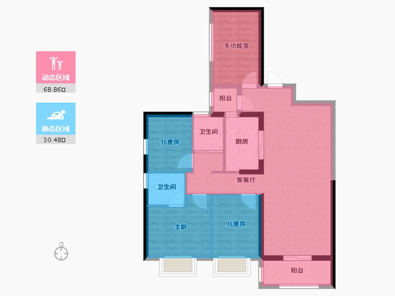 贵州省-贵阳市-碧桂园茶马古镇-88.61-户型库-动静分区