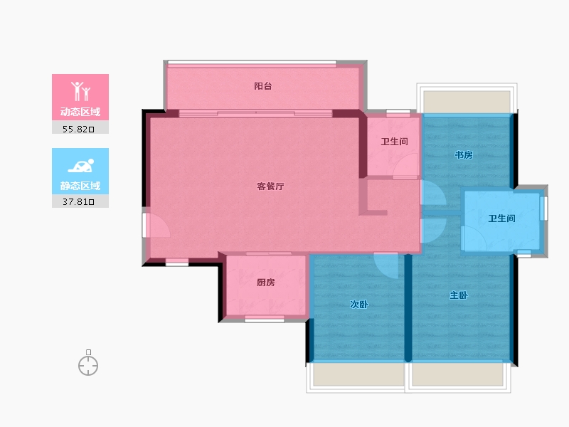 贵州省-安顺市-中交绿城桃源小镇-84.67-户型库-动静分区