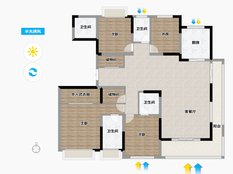 江苏省-常州市-花语江南-176.00-户型库-采光通风