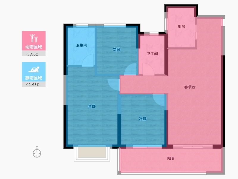 浙江省-宁波市-潮悦南塘-86.48-户型库-动静分区