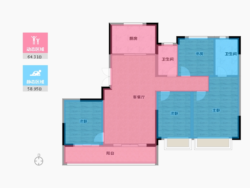 浙江省-宁波市-宝龙一城-111.67-户型库-动静分区