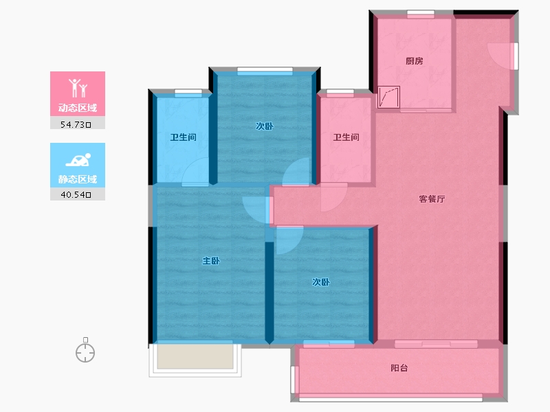 江苏省-镇江市-绿地·翠园-85.44-户型库-动静分区