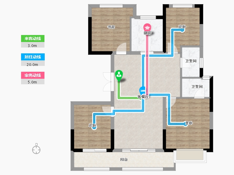 浙江省-宁波市-崇文花园-96.78-户型库-动静线