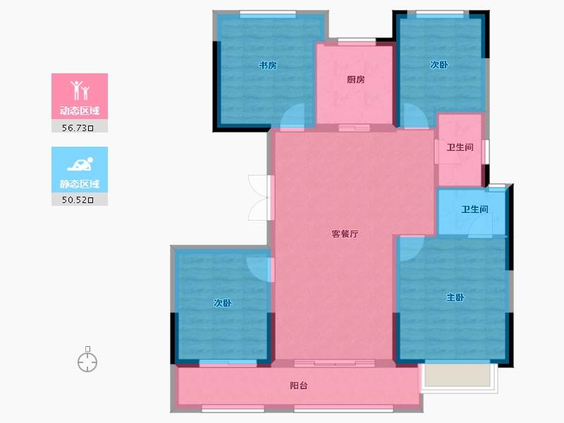 浙江省-宁波市-崇文花园-96.78-户型库-动静分区