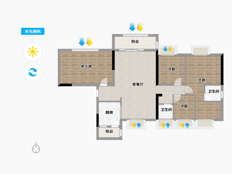 贵州省-贵阳市-碧桂园茶马古镇-113.79-户型库-采光通风