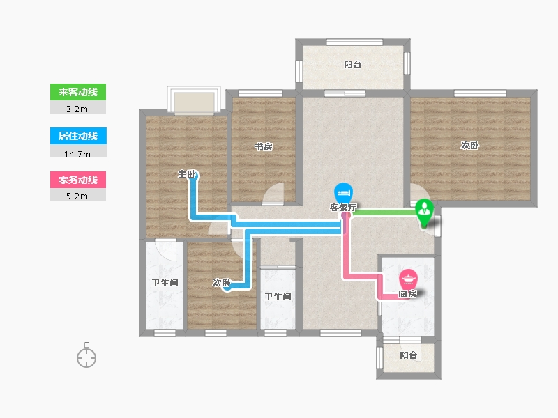 贵州省-贵阳市-碧桂园茶马古镇-105.23-户型库-动静线