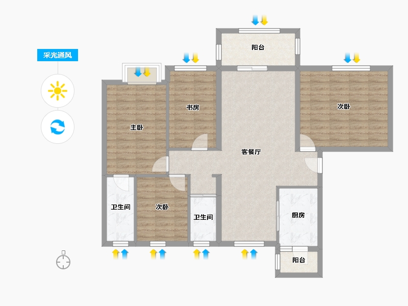 贵州省-贵阳市-碧桂园茶马古镇-105.23-户型库-采光通风