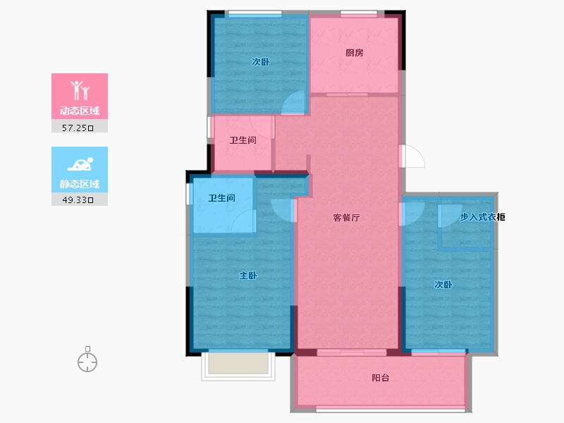 浙江省-宁波市-保利湖光印-95.96-户型库-动静分区