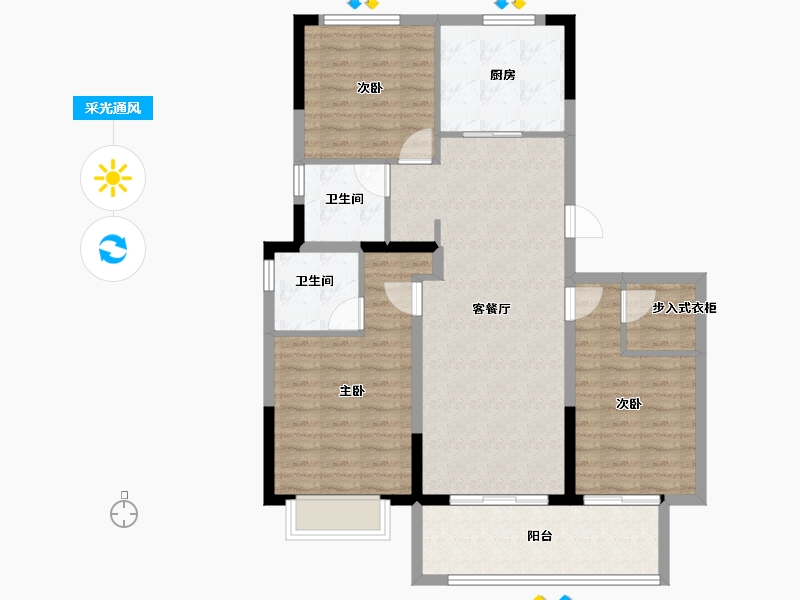 浙江省-宁波市-保利湖光印-95.96-户型库-采光通风