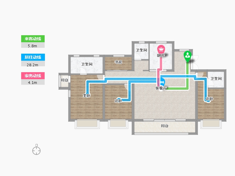 浙江省-宁波市-维科·水岸春晖-126.96-户型库-动静线