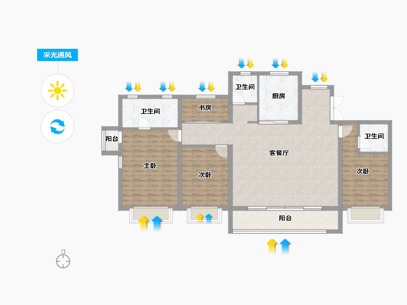 浙江省-宁波市-维科·水岸春晖-126.96-户型库-采光通风