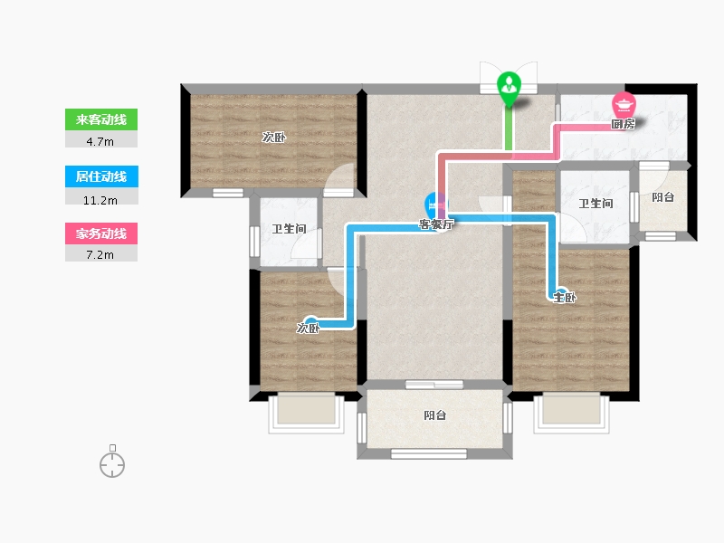 湖南省-长沙市-长房·宁都公馆-84.77-户型库-动静线