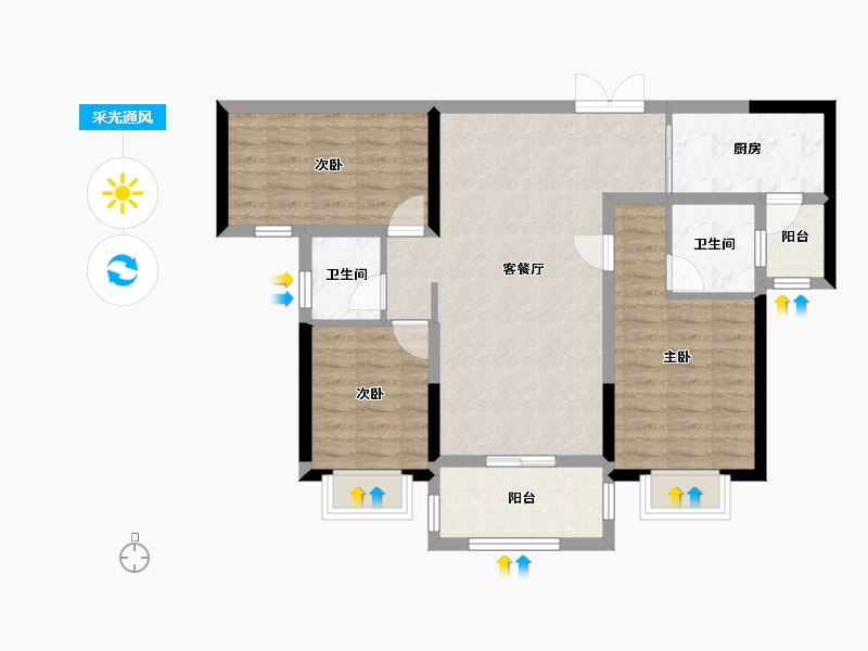 湖南省-长沙市-长房·宁都公馆-84.77-户型库-采光通风