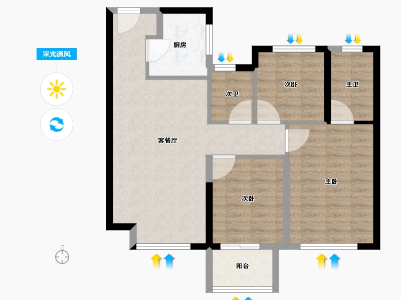 福建省-泉州市-南安中骏云景府-77.22-户型库-采光通风