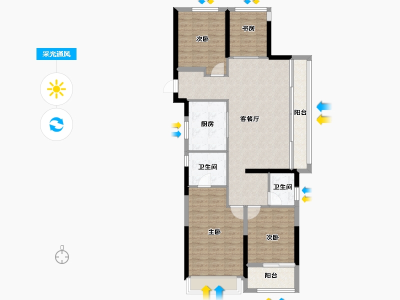 浙江省-宁波市-万科·东潮之滨-100.03-户型库-采光通风