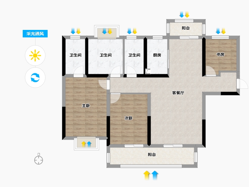 湖南省-长沙市-美的院子-104.58-户型库-采光通风