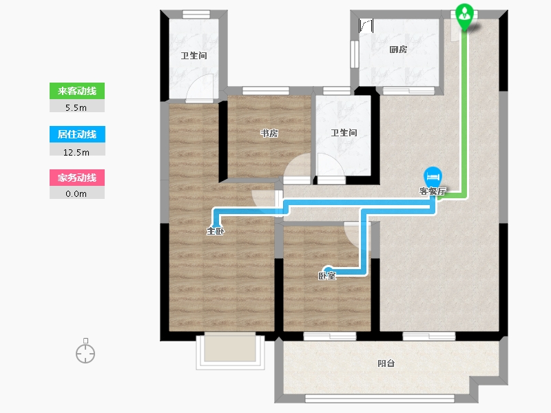 湖南省-长沙市-美的院子-83.47-户型库-动静线