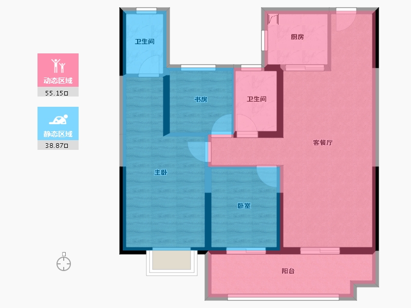 湖南省-长沙市-美的院子-83.47-户型库-动静分区