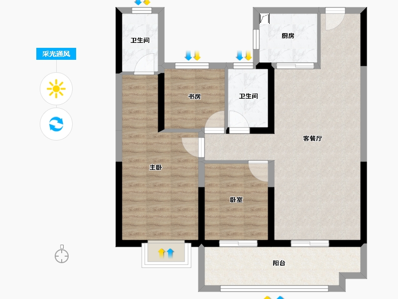 湖南省-长沙市-美的院子-83.47-户型库-采光通风