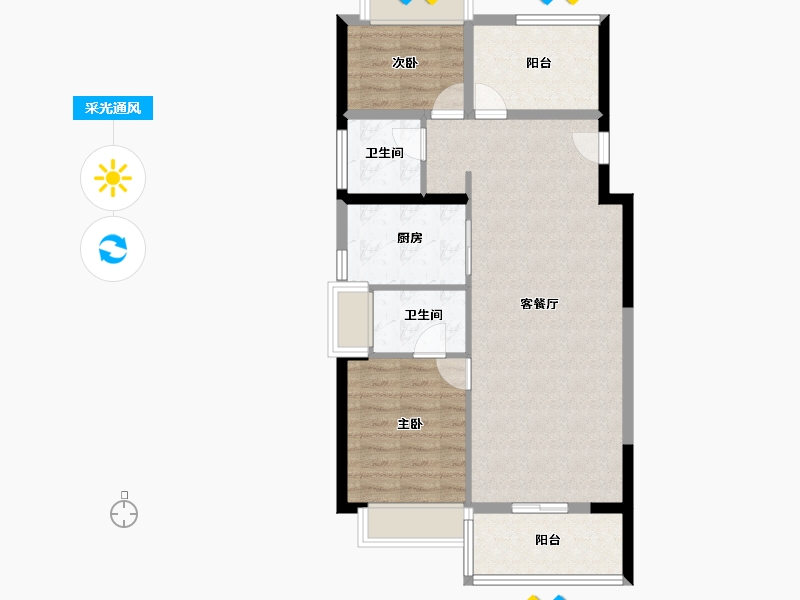 广东省-广州市-保利西悦湾-76.86-户型库-采光通风