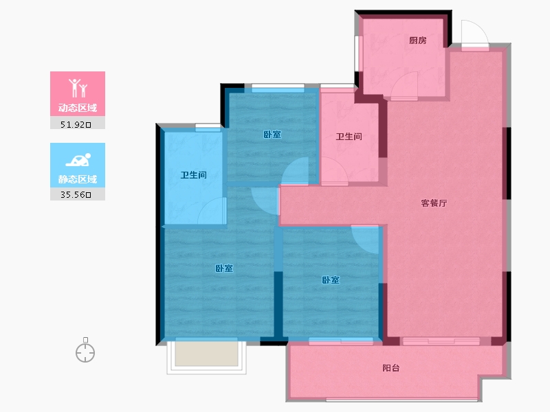 浙江省-宁波市-祥生·潮起云悦-78.77-户型库-动静分区