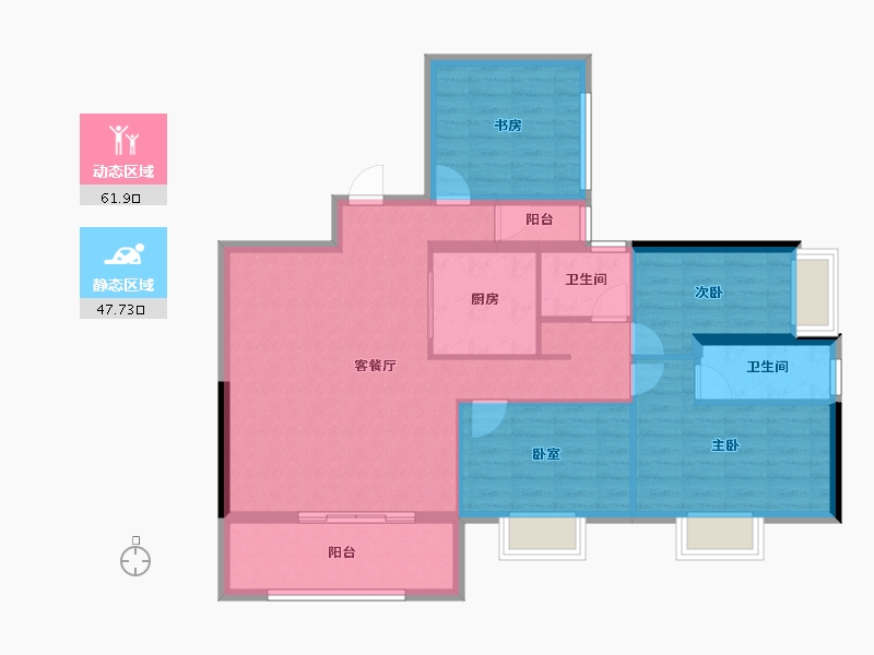 贵州省-贵阳市-碧桂园茶马古镇-98.40-户型库-动静分区