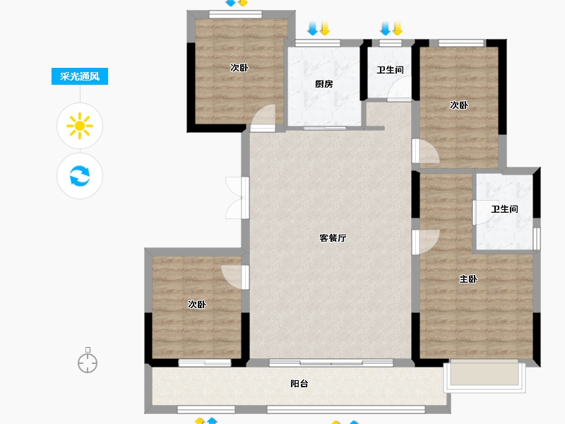 浙江省-宁波市-崇文花园-111.96-户型库-采光通风