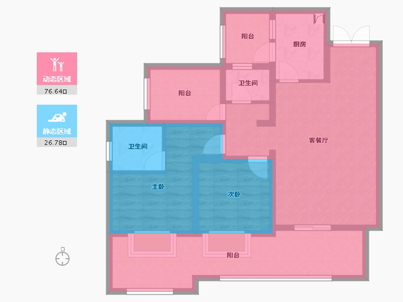 贵州省-贵阳市-中铁阅山湖-90.56-户型库-动静分区