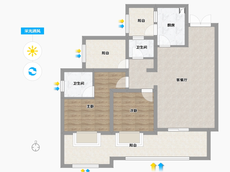 贵州省-贵阳市-中铁阅山湖-90.56-户型库-采光通风