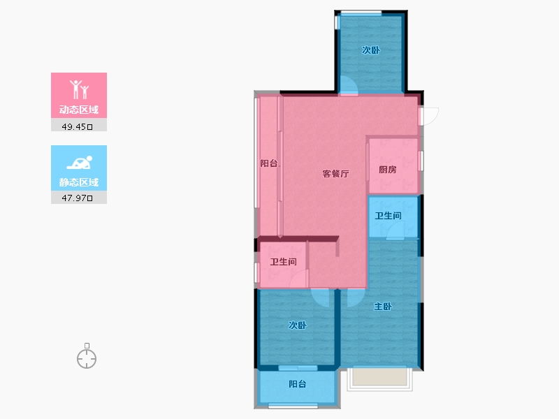 浙江省-宁波市-万科·东潮之滨-87.77-户型库-动静分区