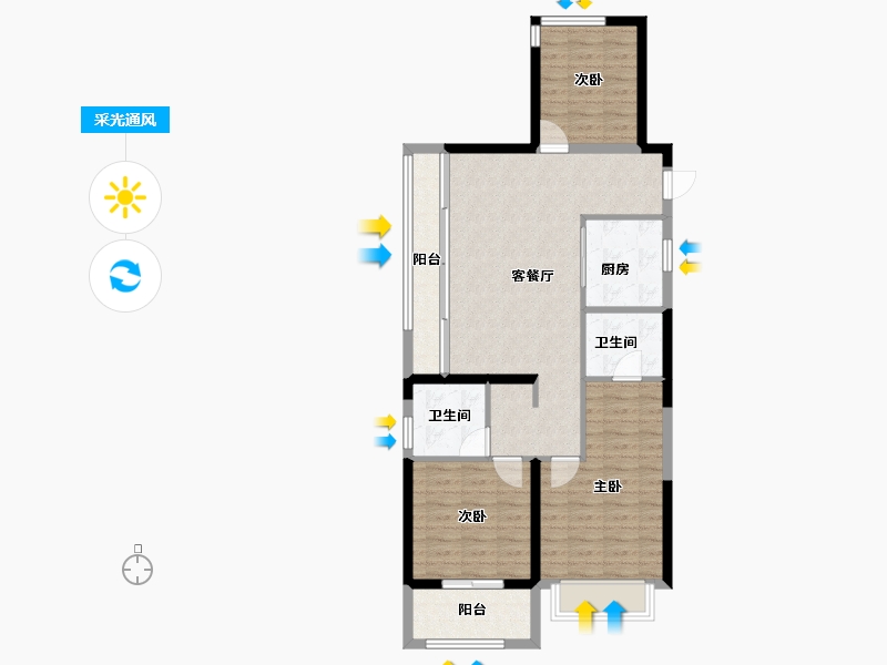 浙江省-宁波市-万科·东潮之滨-87.77-户型库-采光通风