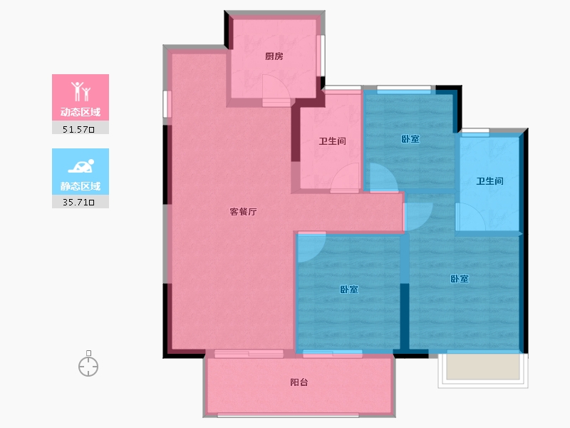 浙江省-宁波市-祥生·潮起云悦-78.67-户型库-动静分区