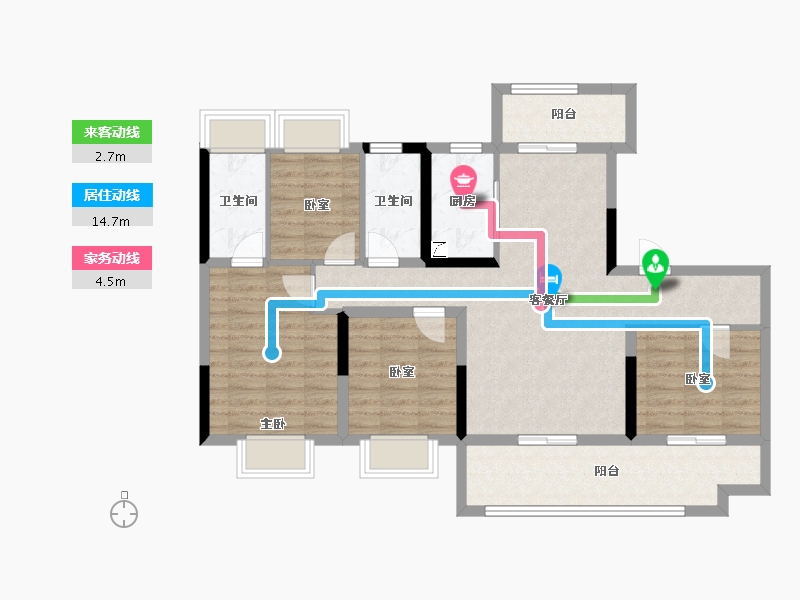 湖南省-长沙市-美的院子-98.49-户型库-动静线