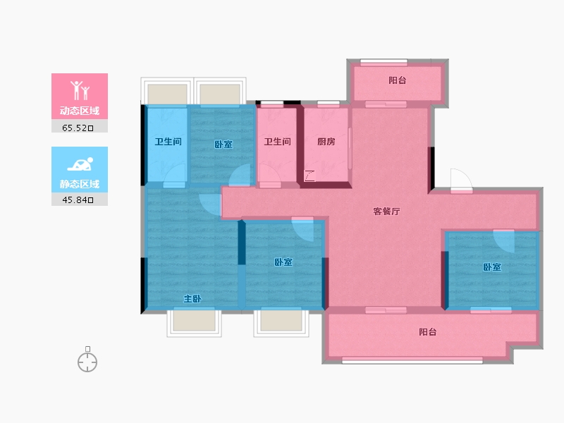 湖南省-长沙市-美的院子-98.49-户型库-动静分区