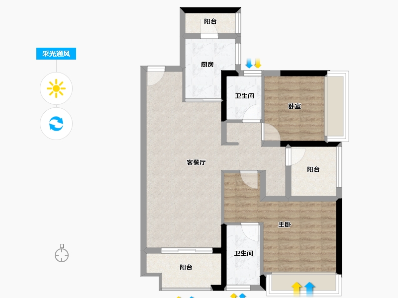 广东省-佛山市-招商悦府-77.24-户型库-采光通风