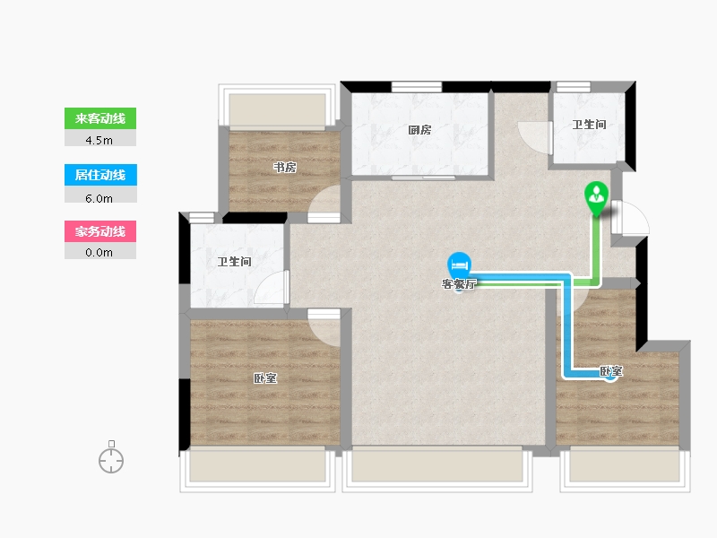 辽宁省-大连市-小窑湾万达广场-76.01-户型库-动静线