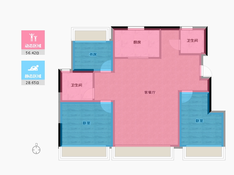 辽宁省-大连市-小窑湾万达广场-76.01-户型库-动静分区