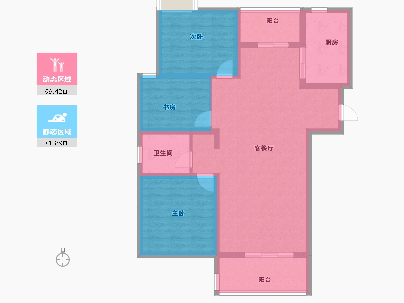 江苏省-常州市-东方豪景-90.40-户型库-动静分区