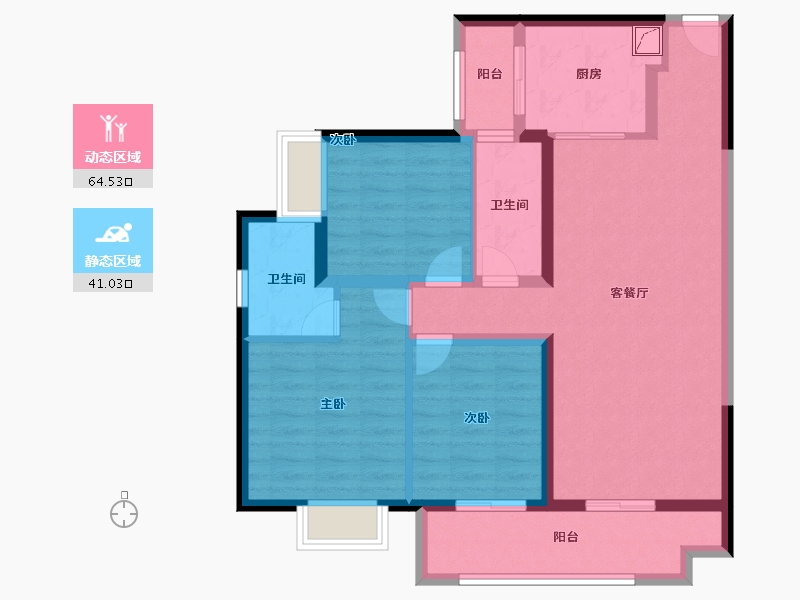 湖南省-长沙市-美的院子-93.71-户型库-动静分区