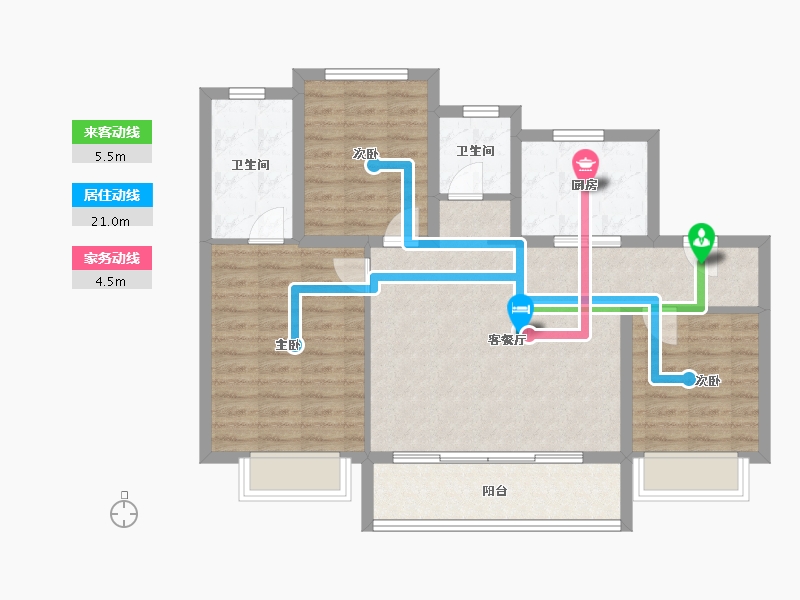 江苏省-常州市-碧桂园保利滨湖云著-88.81-户型库-动静线