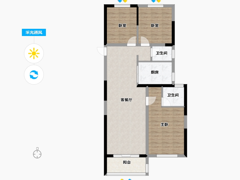 湖南省-长沙市-澳海望洲府-84.96-户型库-采光通风