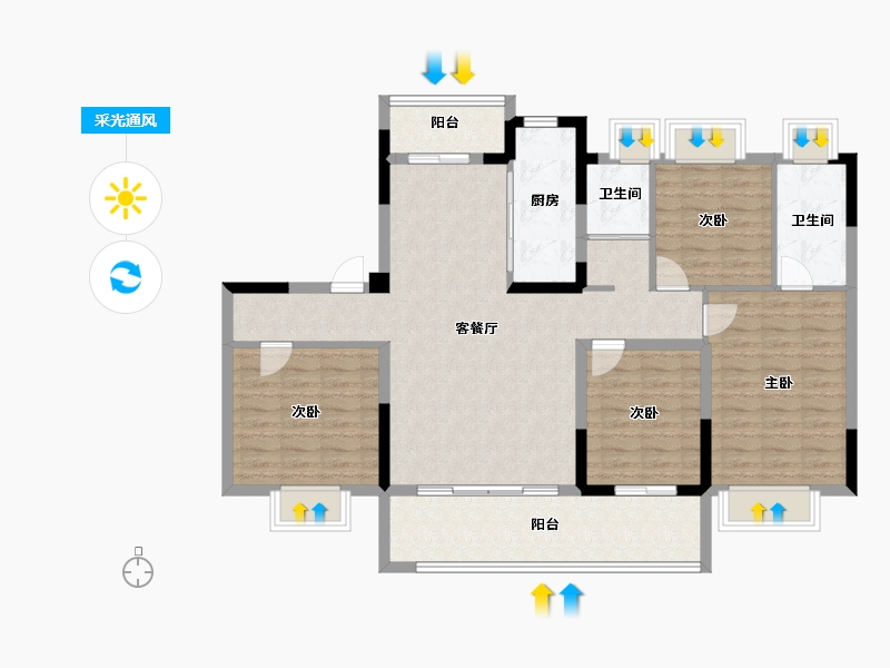 江苏省-常州市-碧桂园燕山汇-114.40-户型库-采光通风