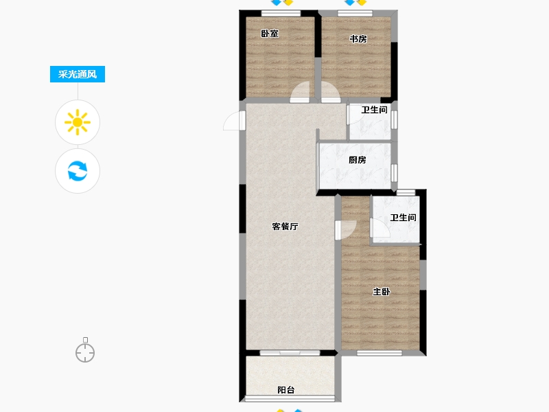 湖南省-长沙市-澳海望洲府-87.84-户型库-采光通风