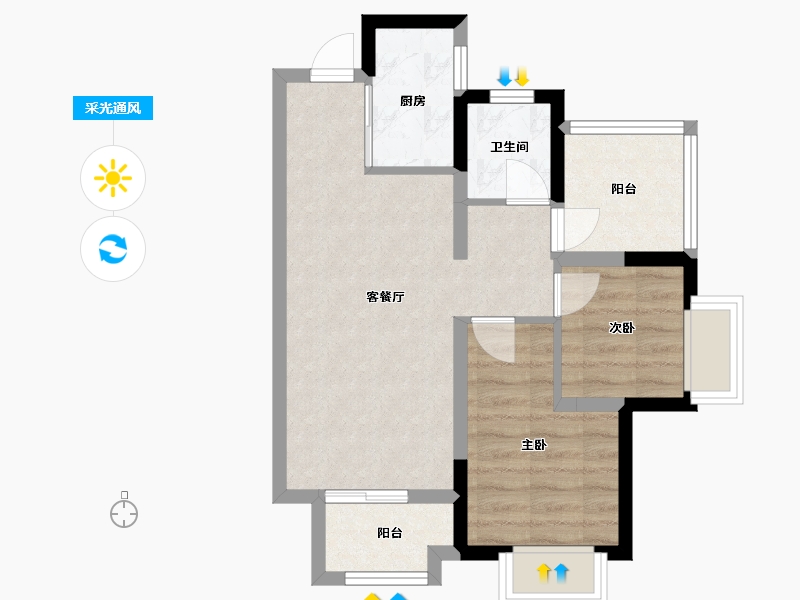 广东省-广州市-龙湖当代·春江悦茗ΜΟΜΛ-53.18-户型库-采光通风