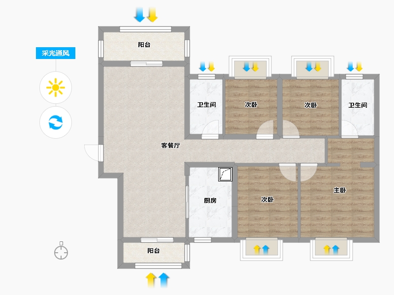 湖南省-长沙市-美的院子-94.79-户型库-采光通风