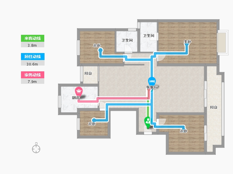 陕西省-西安市-华润置地曲江九里-126.00-户型库-动静线